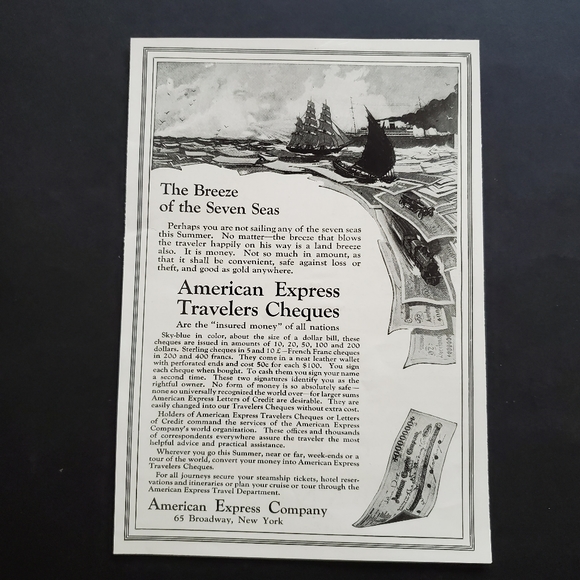 American Express  Original Print Magazine Advertisement From 1921 - Picture 1 of 2